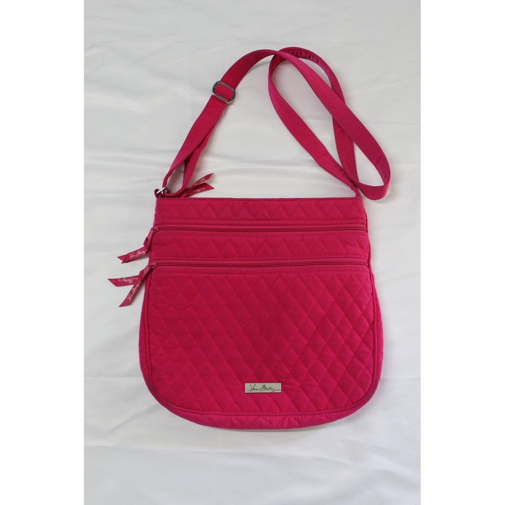 Vera Bradley Pink Quilted Microfiber Triple Zip Hipster Crossbody Bag